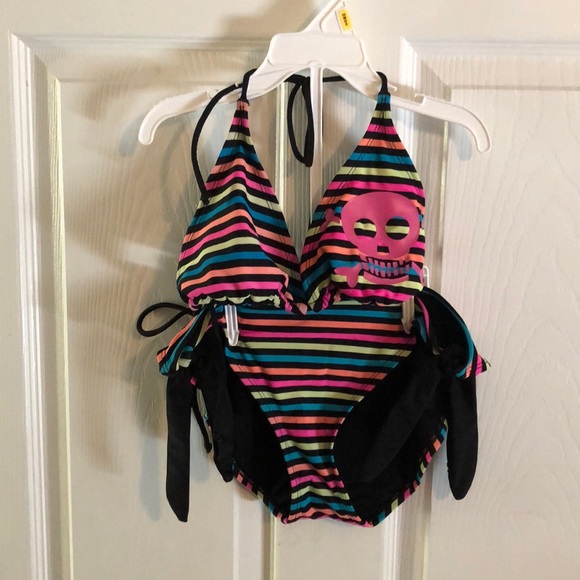 kaligirlz Other - Striped Bikini with pink skull